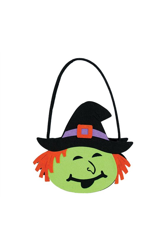 WITCH FELT BASKET 13X16CMS