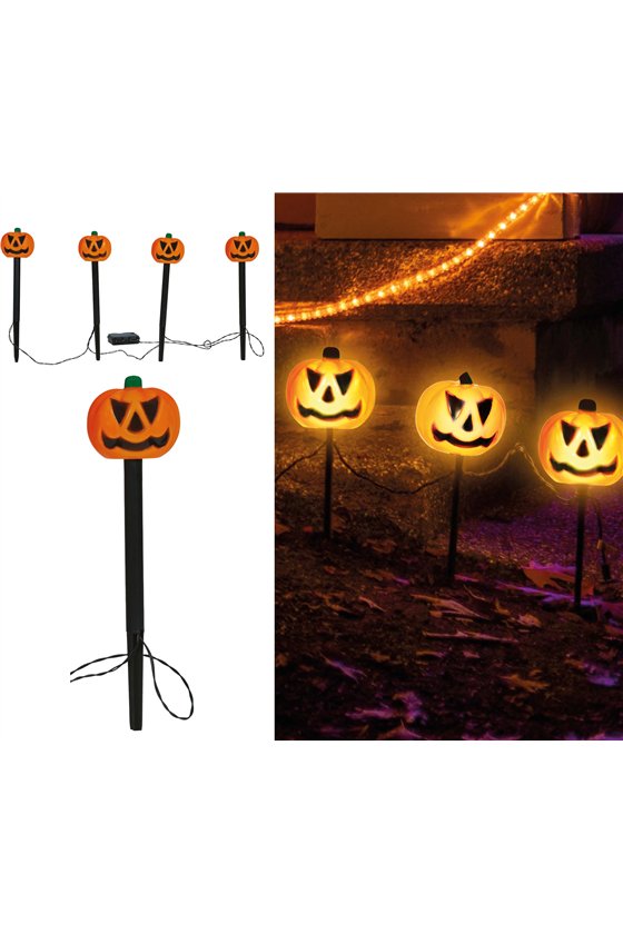 4 PUMPKINS LANTERN WITH LIGHT FOR GARDEN 33 CMS