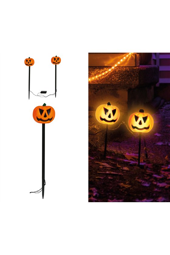 2 PUMPKINS LANTERN WITH LIGHT FOR GARDEN 50 CMS