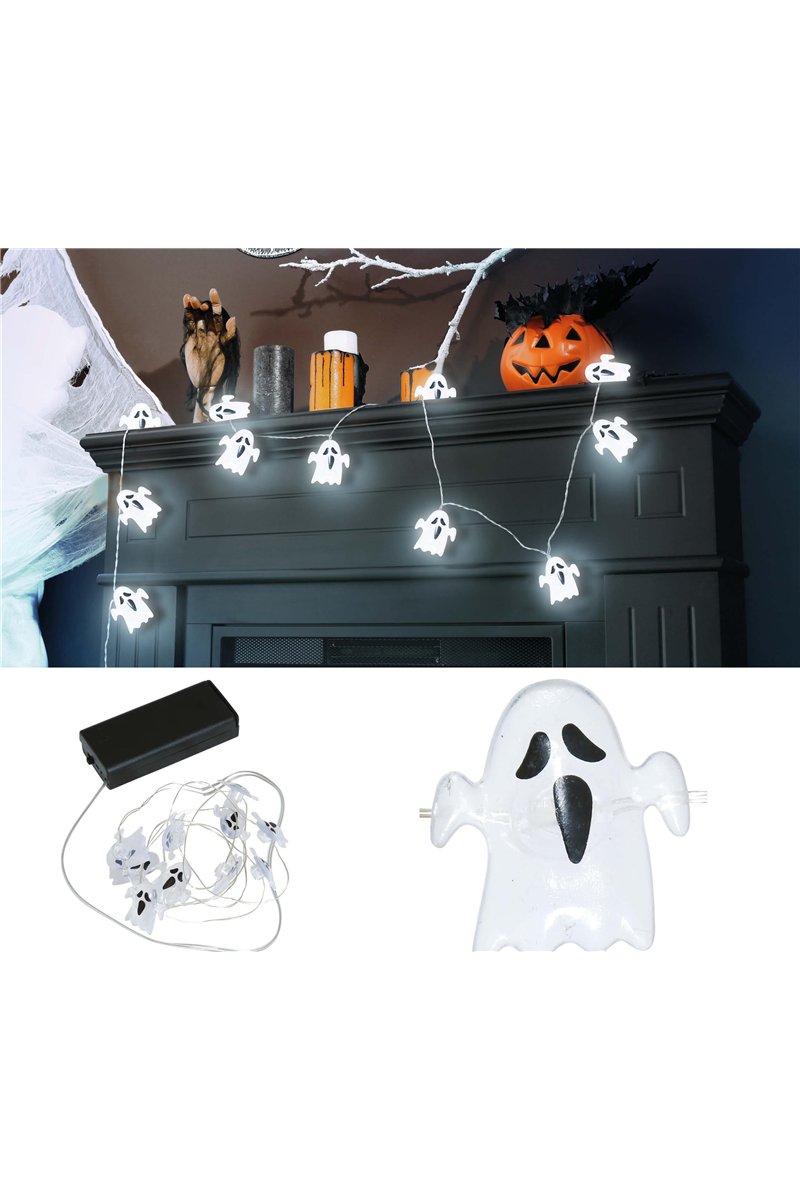 WIRE GARLAND BATTERIES 10 GHOST LEDS 120 CMS
