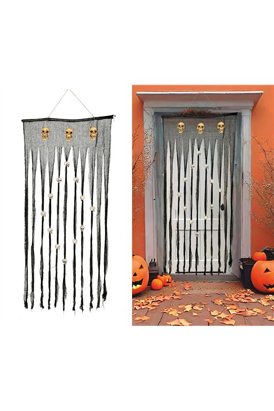 BLACK SKULL CURTAIN 90 X 180 CM