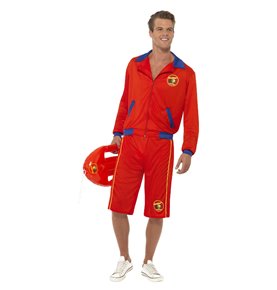 Baywatch Beach Men's Lifeguard Costume, Red