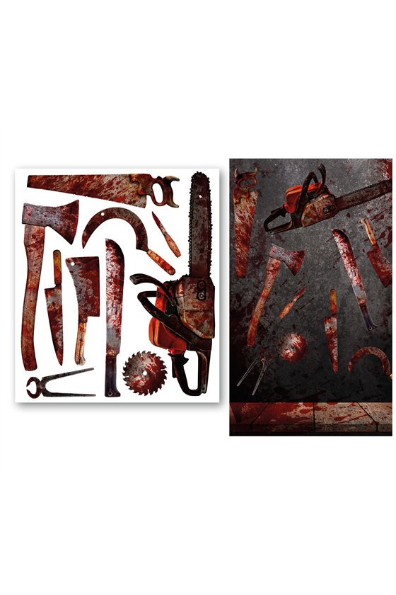 TABLE DECO BLOODY TOOLS STICKERS 70X80 CM
