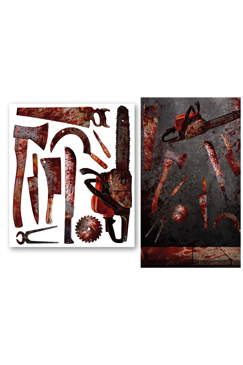 TABLE DECO BLOODY TOOLS STICKERS 70X80 CM