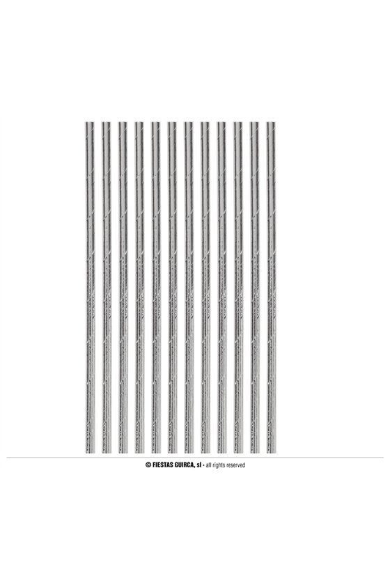 BAG 12 SILVER STRAWS 6X200 CMS