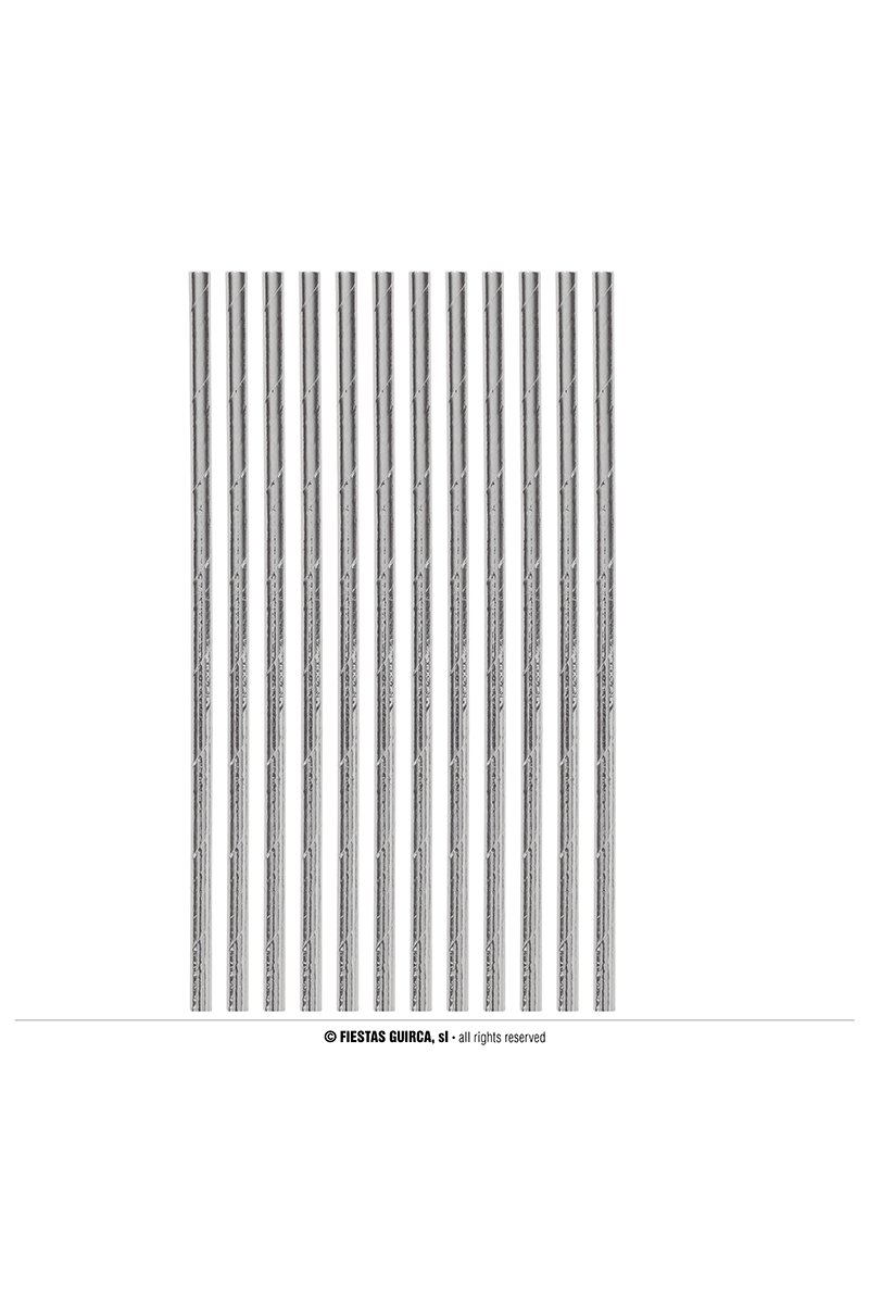 BAG 12 SILVER STRAWS 6X200 CMS