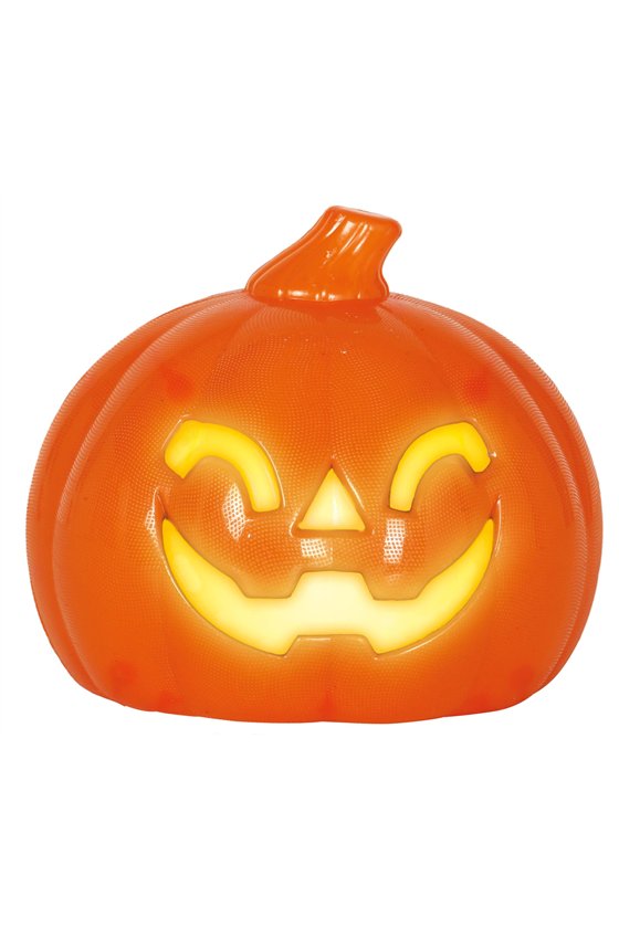 PUMPKIN WITH LIGHT, PLASTIC, 10 CMS.