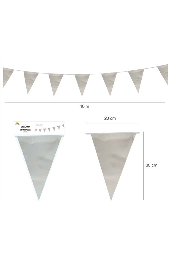 PENNANT 20X30 CMS SILVER 10 MTS.