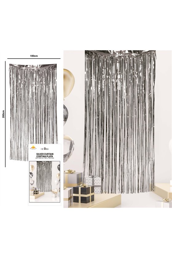 SILVER CURTAIN 100X200CMS.