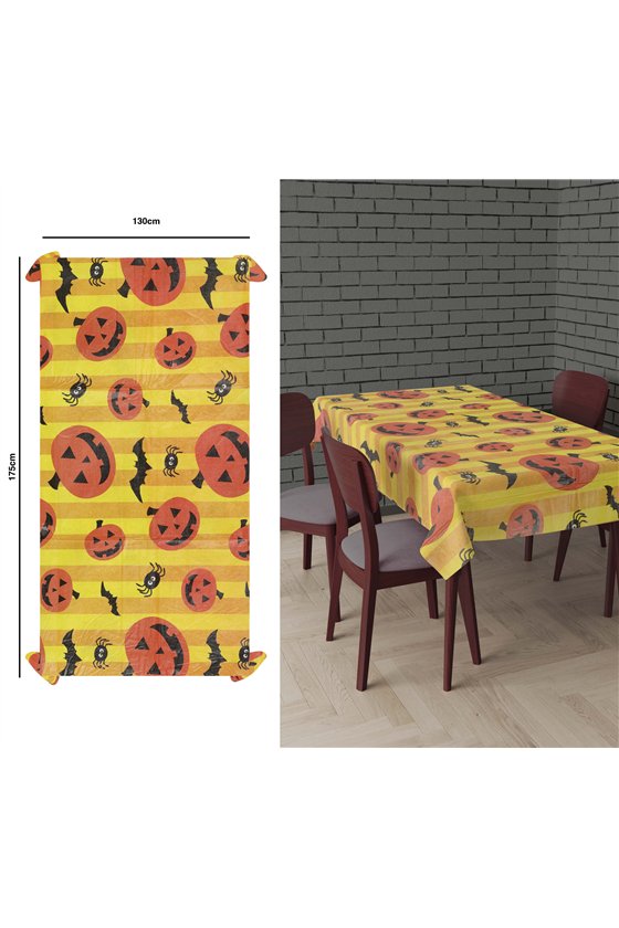 ORANGE/YELLOW HALLOWEEN TABLECLOTH 130X1