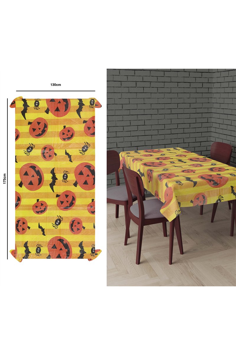 ORANGE/YELLOW HALLOWEEN TABLECLOTH 130X1