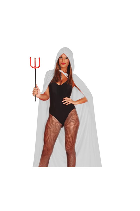 WHITE CAPE WITH VELVET HOOD 130 CMS