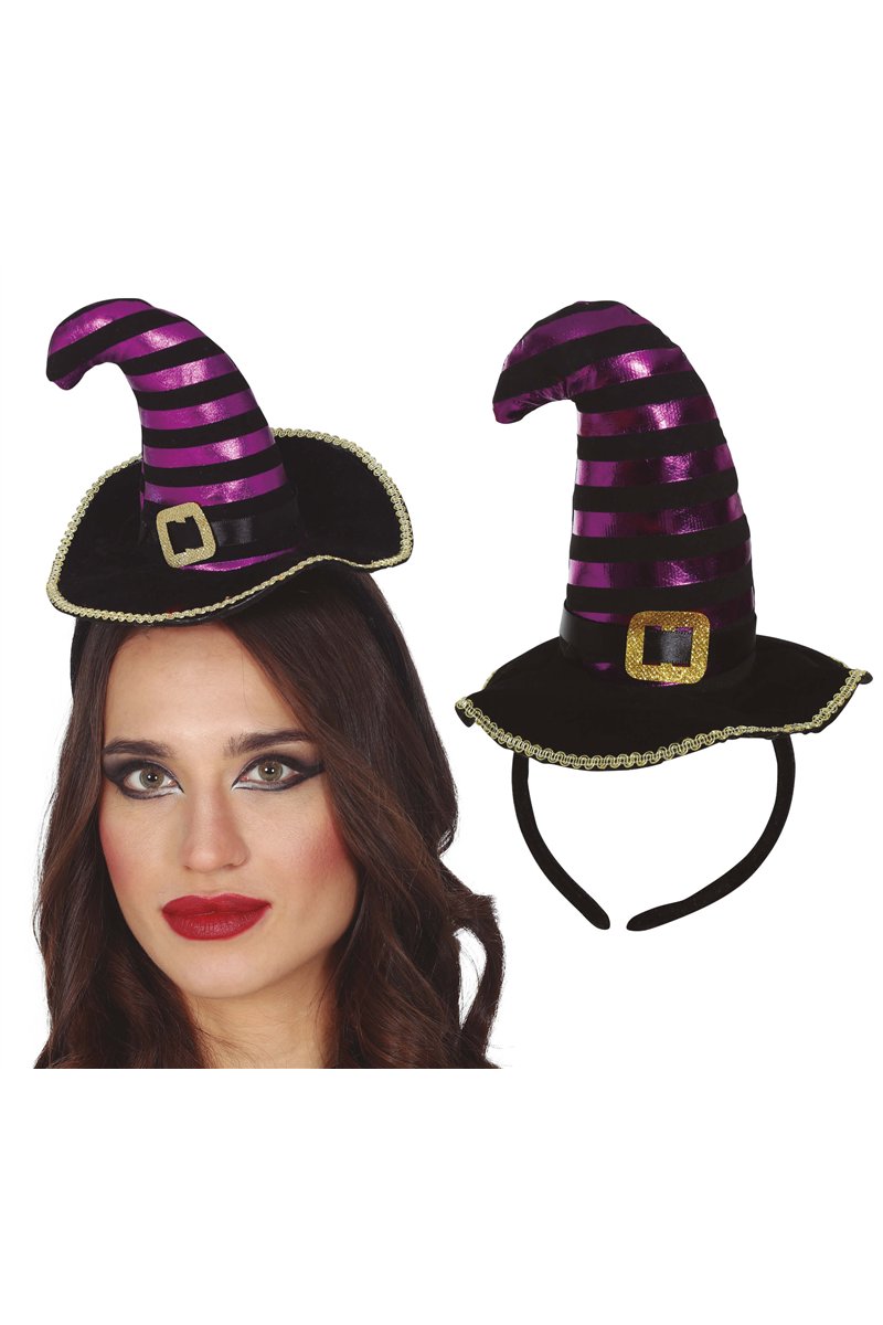 BLACK/PURPLE MINI HAT WITCH TIARA