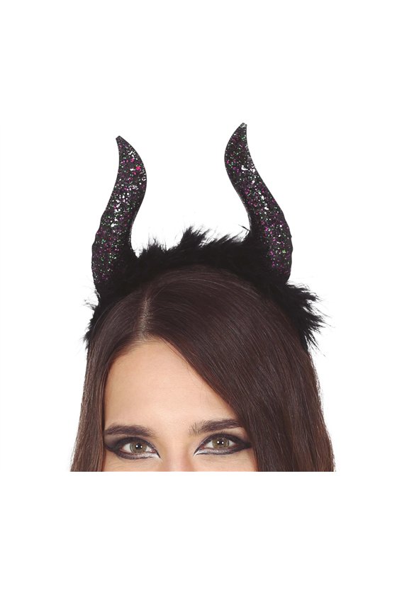 BLACK HORNS GLITTER TIARA