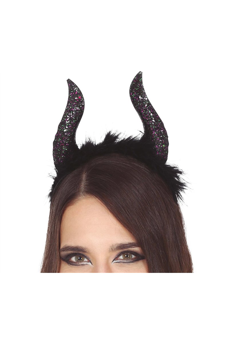BLACK HORNS GLITTER TIARA