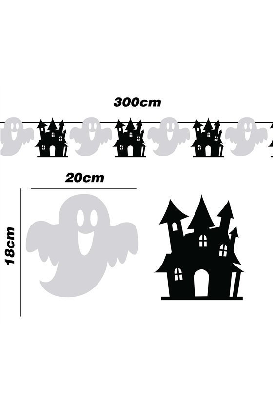 GHOSTS AND CASTLES GARLAND 300CM 20X18 CM