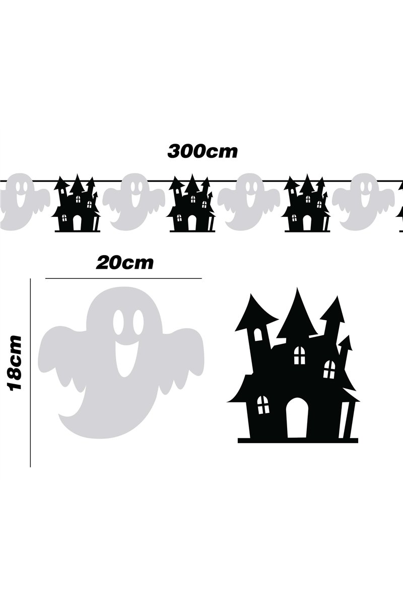 GHOSTS AND CASTLES GARLAND 300CM 20X18 CM