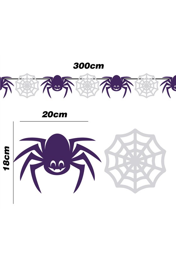 SPIDER AND COBWEB GARLAND 300CM 20X18 CM