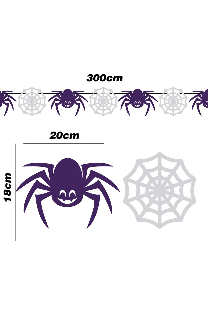 SPIDER AND COBWEB GARLAND 300CM 20X18 CM