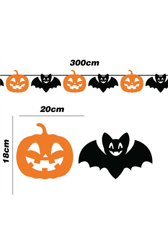 BAT AND PUMPKIN GARLAND 300CM 20X18 CM