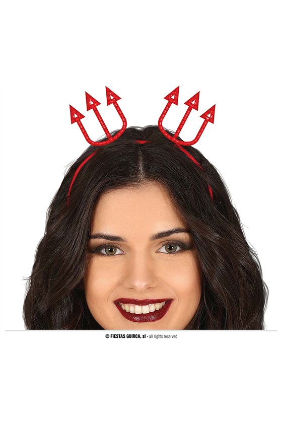 RED TRIDENT HEADBAND WITH STONES