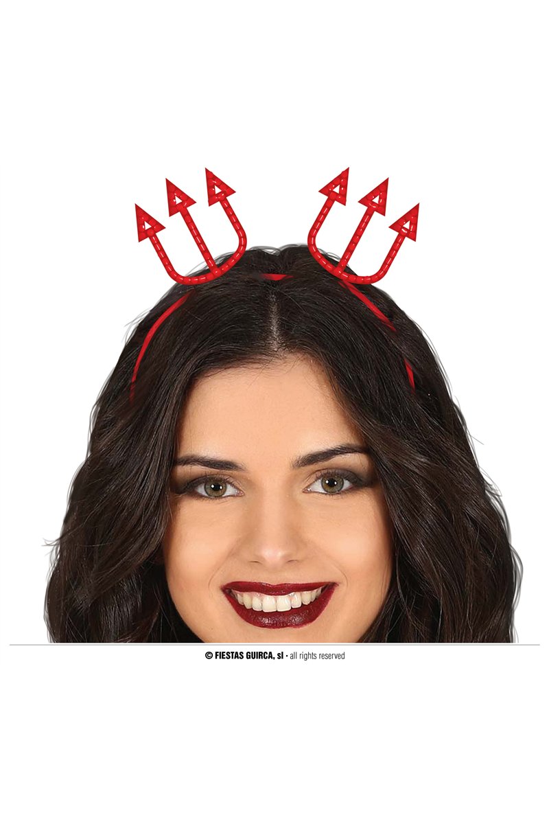 RED TRIDENT HEADBAND WITH STONES