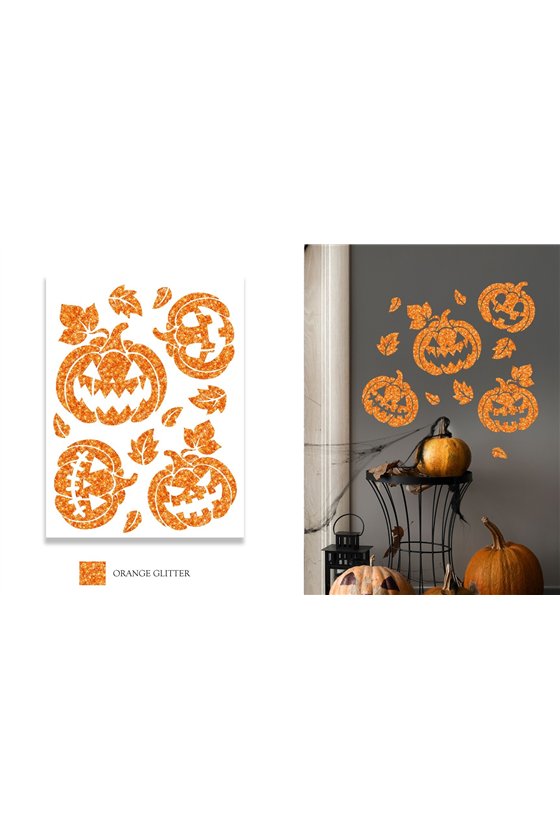 PUMPKIN STICKER, GLITTER EFFECT, 30X40 CM