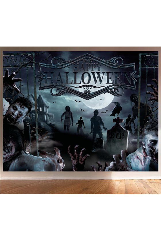 ZOMBIES HALLOWEEN PARTY BACKDROP, FABRIC 220X150CM