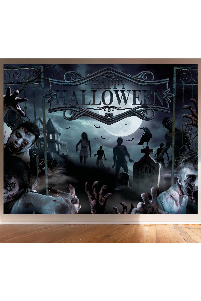 ZOMBIES HALLOWEEN PARTY BACKDROP, FABRIC 220X150CM