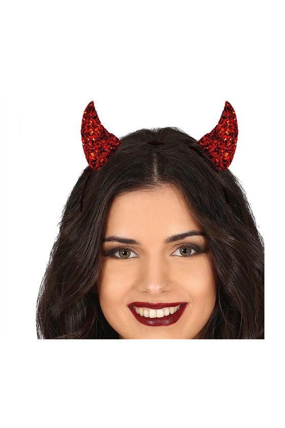 RED GLITTER HORNS HEADBAND
