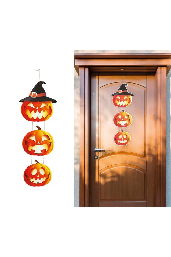 SIGN 3 WITCH PUMPKINS 64 CM WOOD