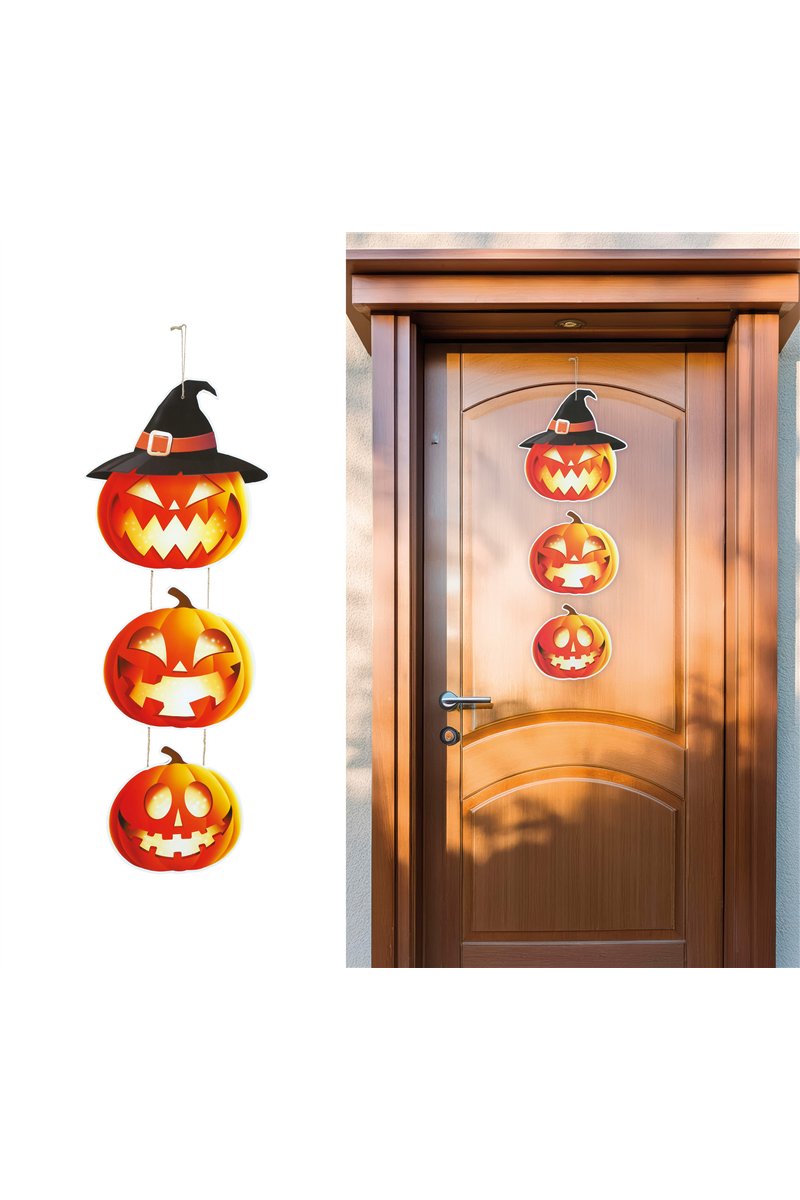 SIGN 3 WITCH PUMPKINS 64 CM WOOD