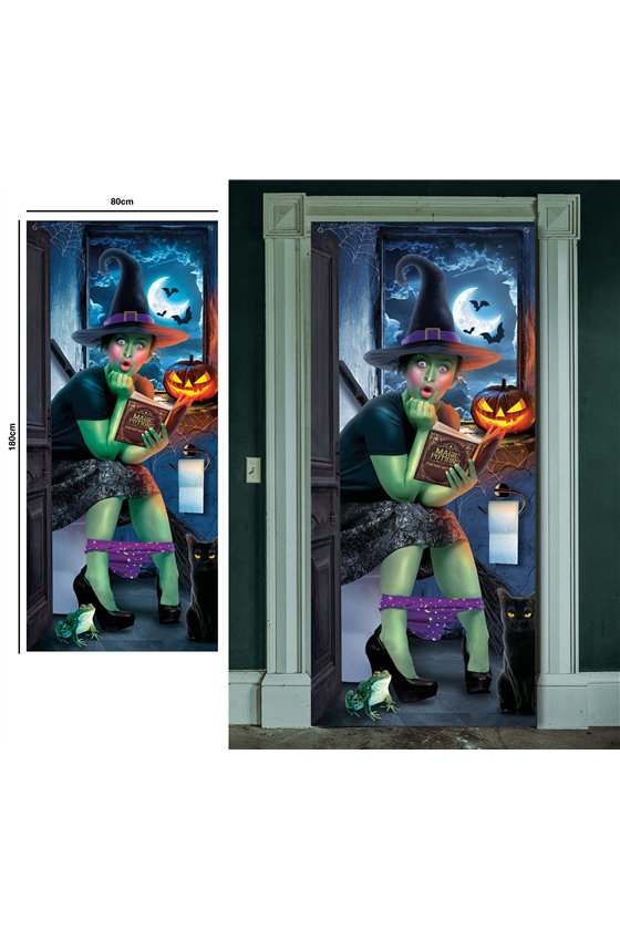 SURPRISED WITCH DOOR DECORATION 80X180 CM
