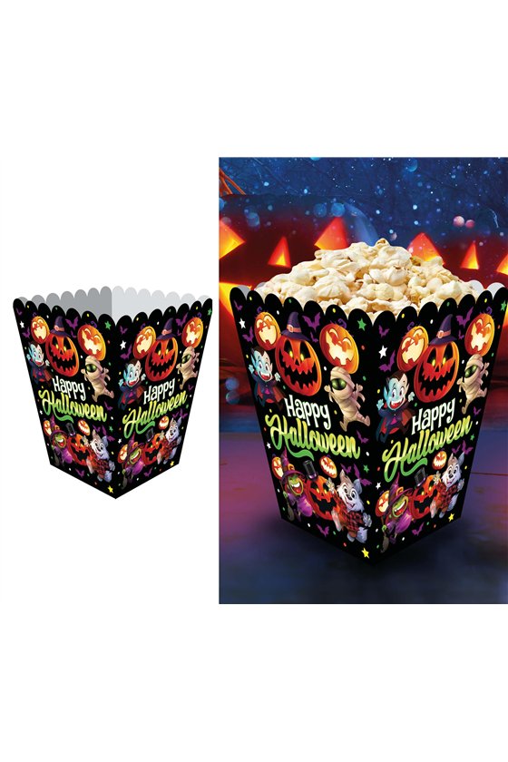 6 LITTLE MONSTERS POPCORN BOXES 60X33 CM CARDBOARD