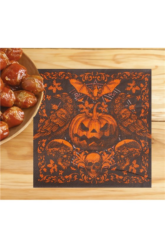 BAG 20 GOTHIC PUMPKIN NAPKINS 16X16 CMS