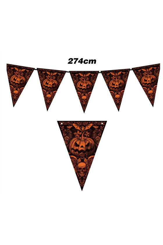 GOTHIC PUMPKIN PAPER PENNANT BUNTING, 300 CM