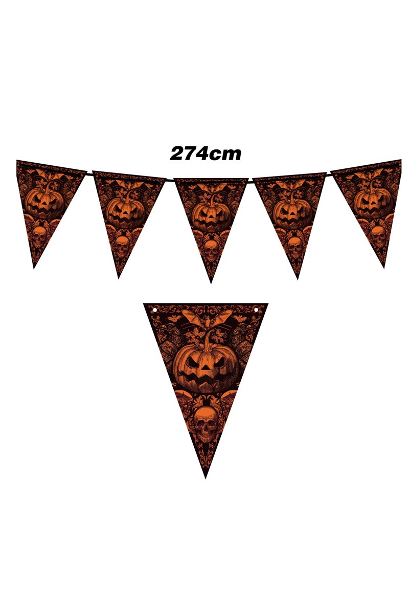 GOTHIC PUMPKIN PAPER PENNANT BUNTING, 300 CM