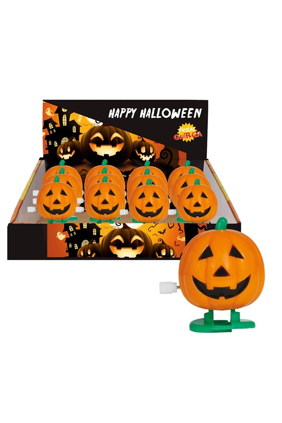 BOX OF 12 WIND-UP WALKING PUMPKINS, 5,5 CM