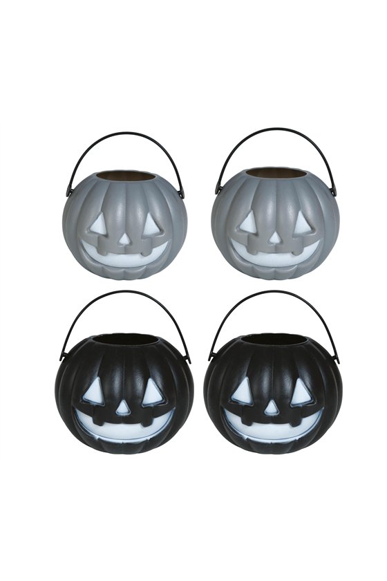 4 ASSORTED BLACK AND GRAY PUMPKINS, 5X6 CMS