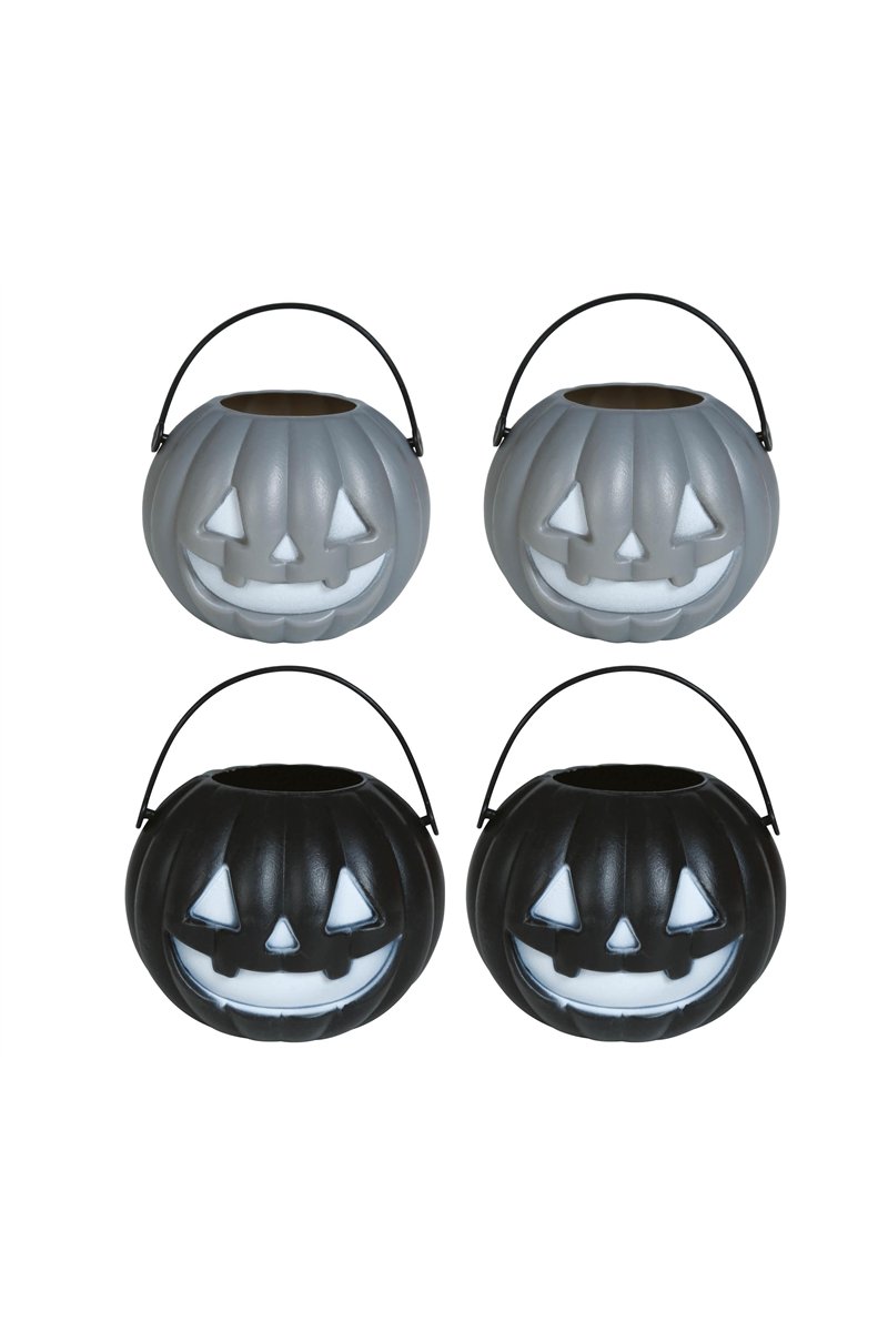 4 ASSORTED BLACK AND GRAY PUMPKINS, 5X6 CMS