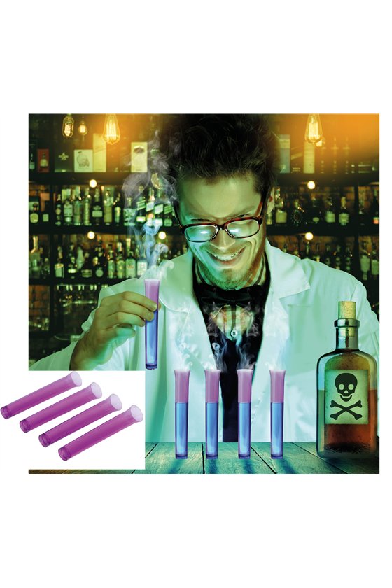 4 PURPLE TEST TUBES, 14 CM