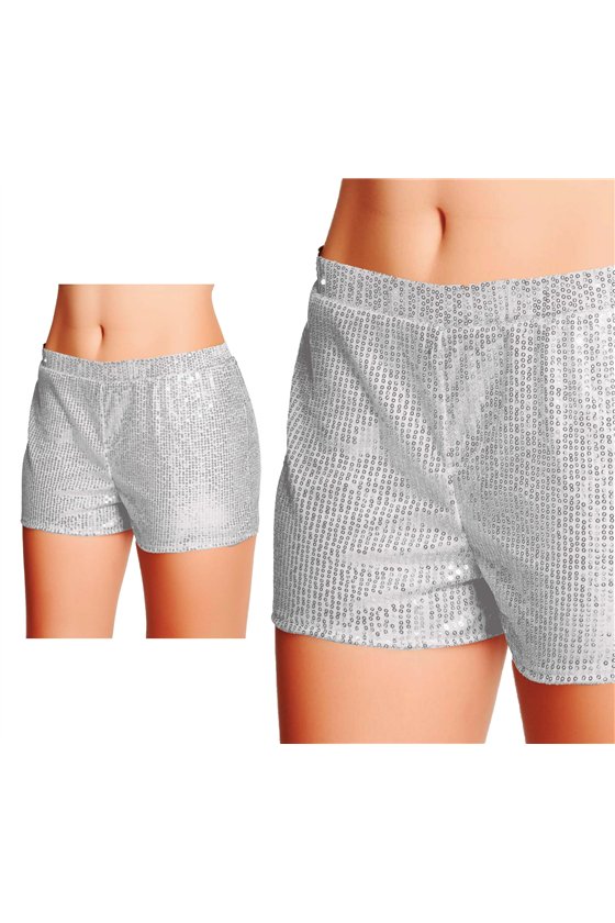 SILVER SEQUIN SHORTS, ADULTS, 42-44 (L)