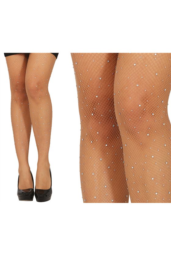 NUDE FISHNET STOCKINGS WITH JEWELS, ADULTS