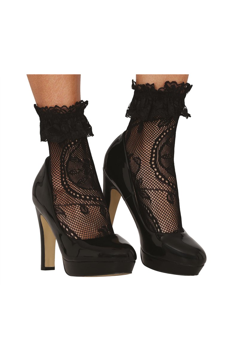 SHORT BLACK LACE SOCKS, ADULTS