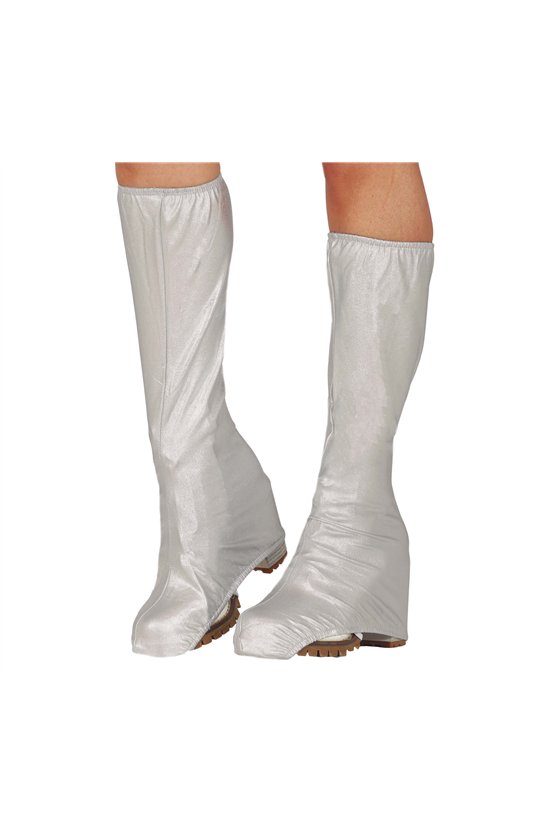 METALLIC SILVER BOOT COVERS, 45CM, ADULTS