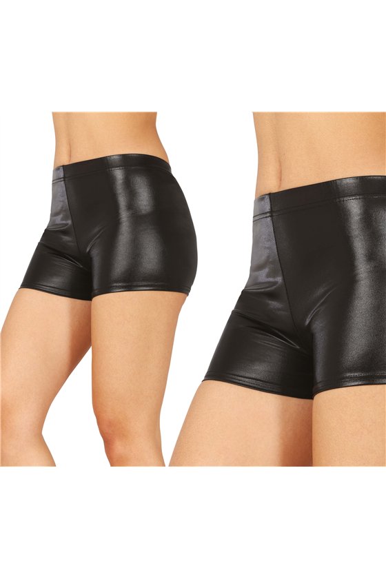 METALLIC BLACK SHORTS, ADULTS 38-40 (M)