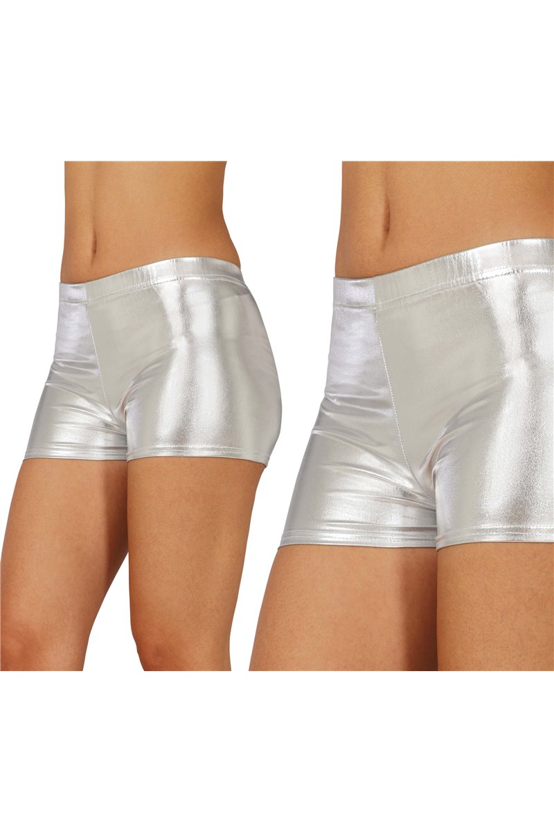 METALLIC SILVER SHORTS, ADULTS 38-40 (M)