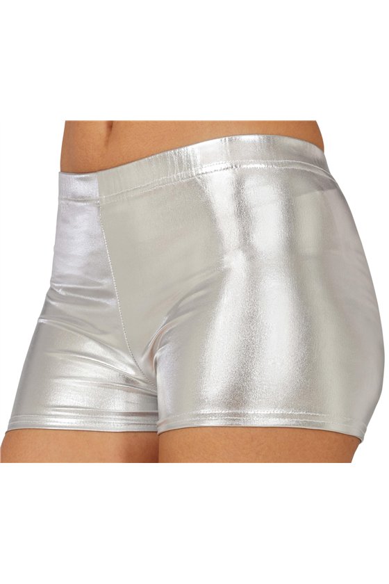 METALLIC SILVER SHORTS, ADULTS 42-44 (L)