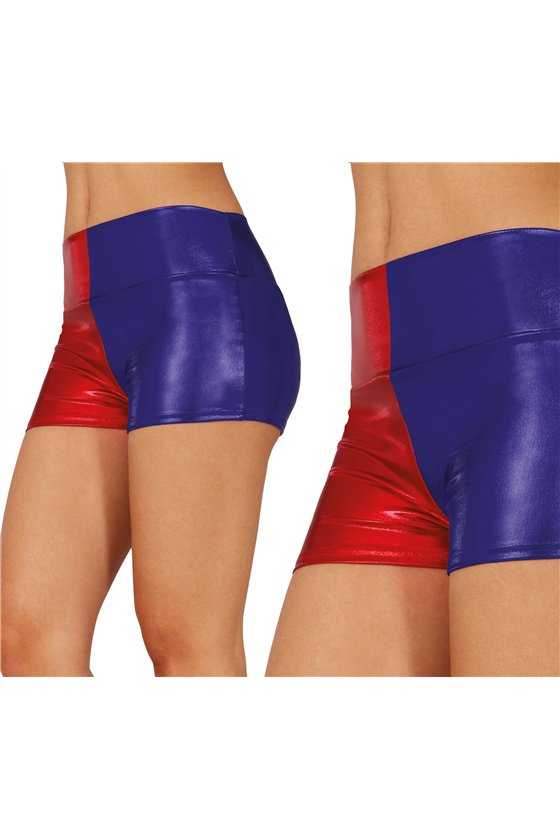 HARLEQUIN METALLIC RED BLUE SHORTS, ADULTS 38-40 (