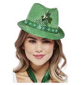 Paddy's Day Light Up Sequin Trilby Hat